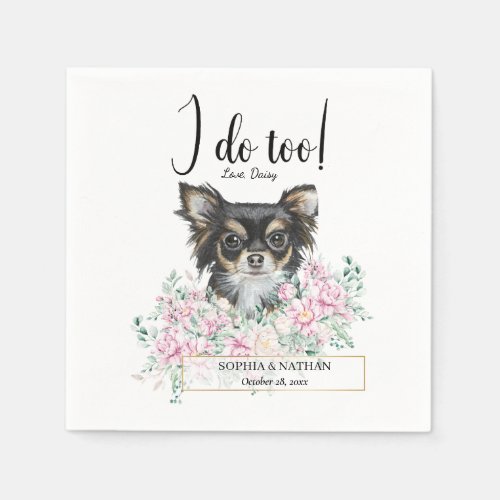 Long Haired Chihuahua Dog Wedding Cocktail Napkins