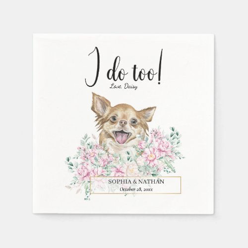 Long Haired Chihuahua Dog Wedding Cocktail Napkins