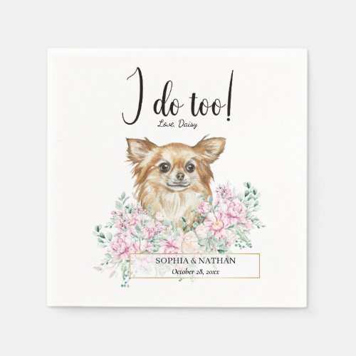 Long Haired Chihuahua Dog Wedding Cocktail Napkins