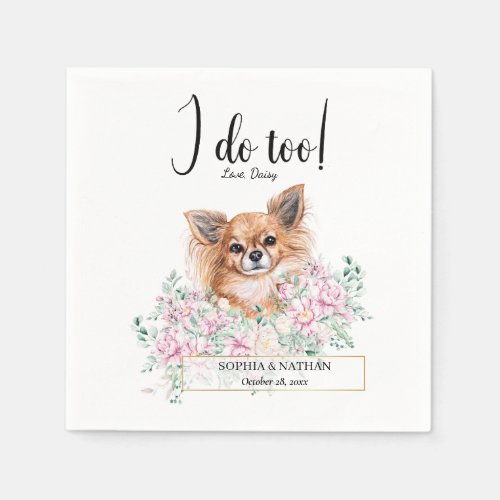 Long Haired Chihuahua Dog Wedding Cocktail Napkins