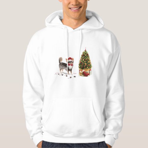 Long Haired Chihuahua Funny Christmas Dog Tree Hoodie