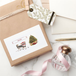 Long Haired Chihuahua Funny Christmas Dog Tree Rectangular Sticker