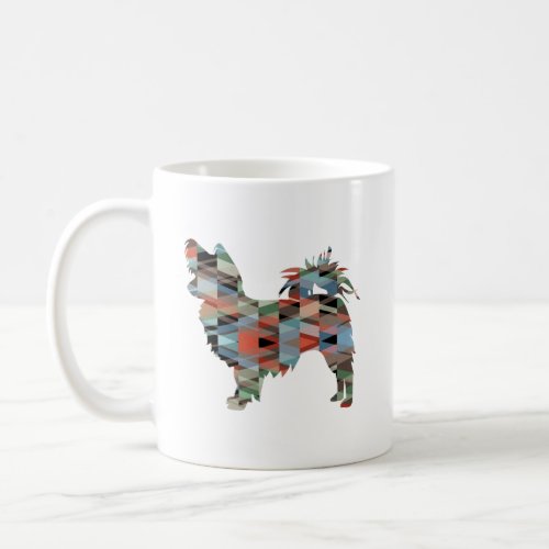 Long Haired Chihuahua Geo Silhouette Plaid Coffee  Coffee Mug