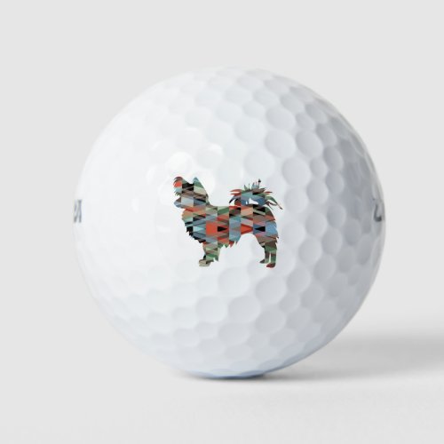 Long Haired Chihuahua Geo Silhouette Plaid Golf Balls