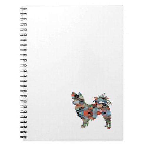 Long Haired Chihuahua Geo Silhouette Plaid Notebook