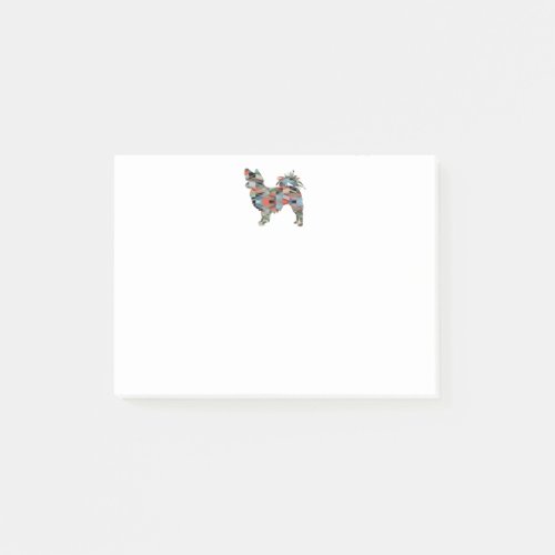 Long Haired Chihuahua Geo Silhouette Plaid Post_it Notes