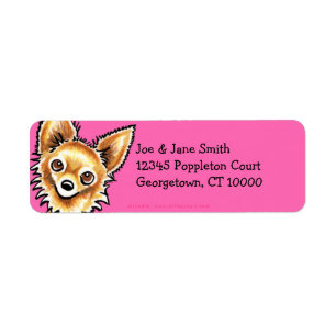 Long Haired Chihuahua Hot Pink Label