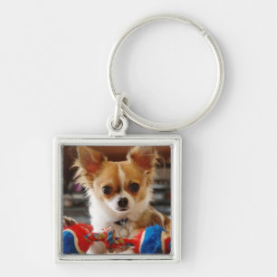 Long Haired Chihuahua Keychain