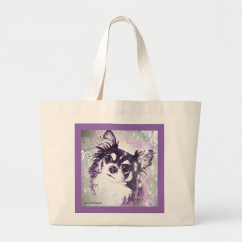 Long Haired Chihuahua Large Tote Bag