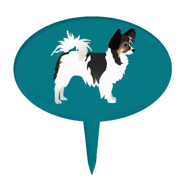 Long-haired Chihuahua or Papillon Basic Design Cake Topper (Front)