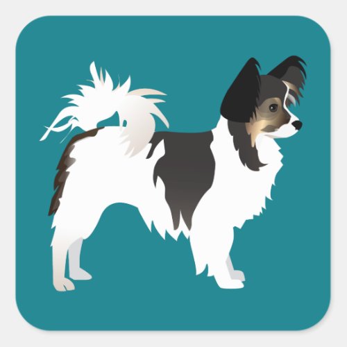 Long_haired Chihuahua or Papillon Basic Design Square Sticker