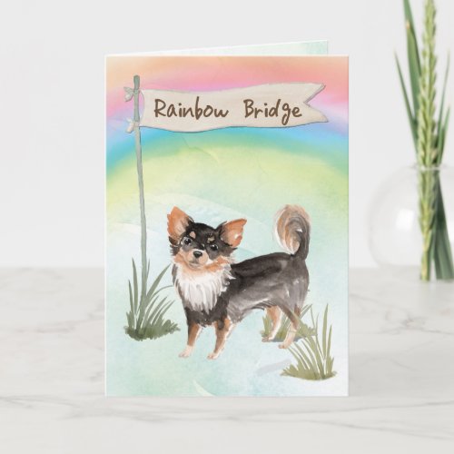 Long Haired Chihuahua Pet Sympathy Over Rainbow Card