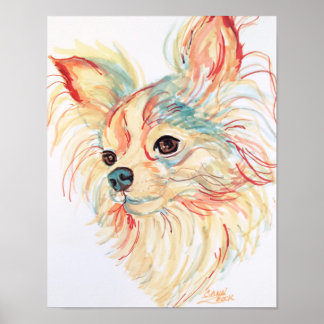 Long Haired Chihuahua Pop Art Poster