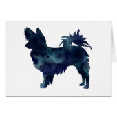 Long-haired Chihuahua Watercolor Black Silhouette (Front Horizontal)