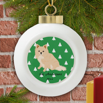 Long Haired Chihuahua White Christmas Trees Ceramic Ball Christmas Ornament by FavoriteDogBreeds at Zazzle