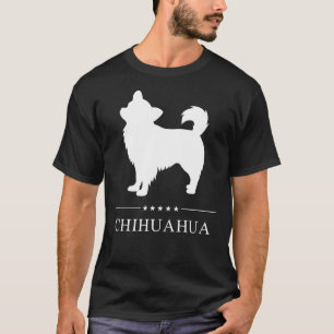 Long Haired Chihuahua White Silhouette T-Shirt