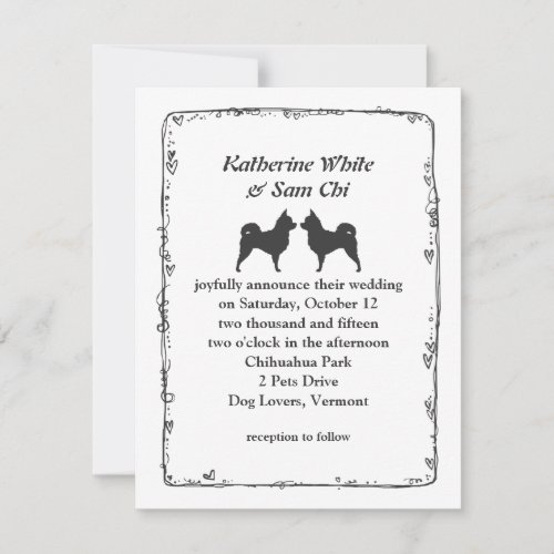 Long Haired Chihuahuas Wedding Announcement