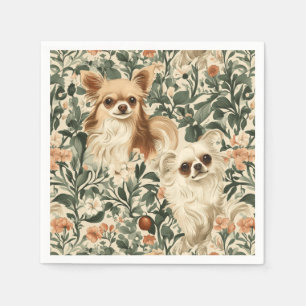 Long Haired Chihuahuas William Morris style floral Napkins