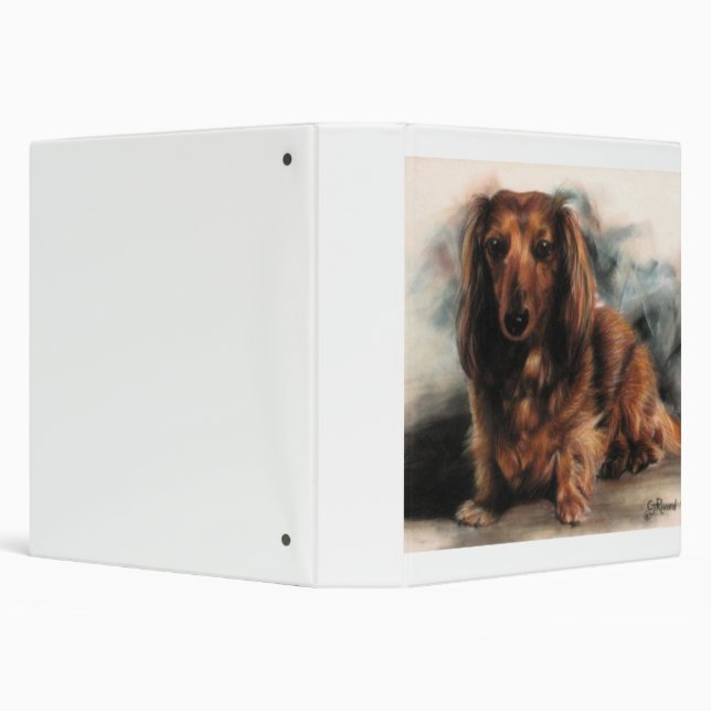 Long Haired Dachshund dog 3 Ring Binder (Background)