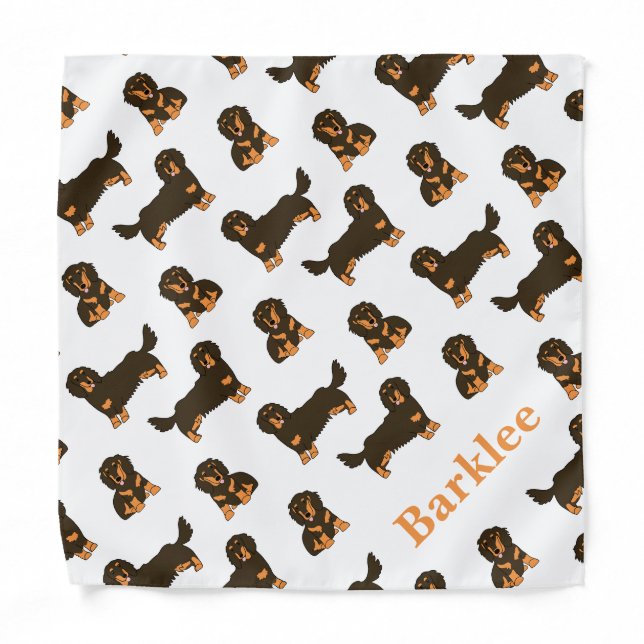 Long-haired Dachshund Dog Bandana Personalized (Front)