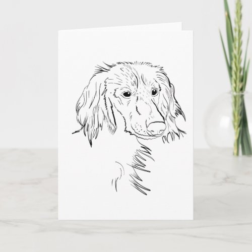 Long Haired Dachshund Dog Card