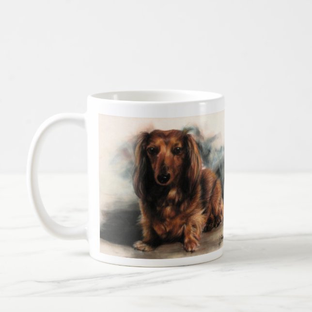 Long Haired Dachshund dog Coffee Mug (Left)