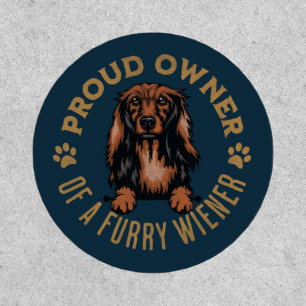 Long Haired Dachshund Dog Custom-Cut Vinyl Sticker Patch