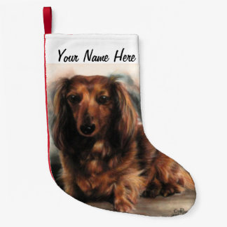 Long Haired Dachshund dog Small Christmas Stocking