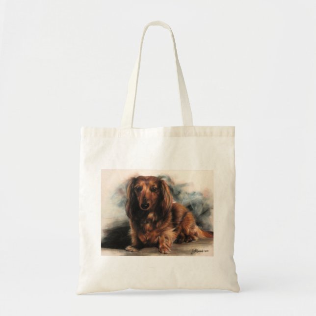 Long Haired Dachshund dog Tote Bag (Front)