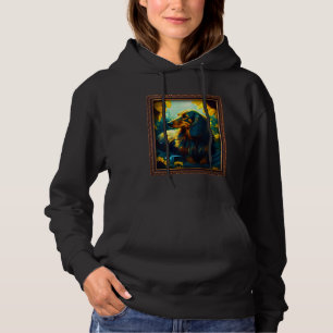 Long Haired Dachshund Doxie Painting Sunflower Flo Hoodie