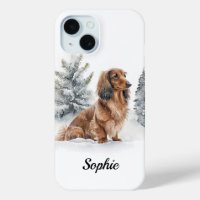 Long Haired Dachshund Doxie Sausage Dog In Snow