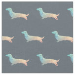 Long Haired Dachshund Geo Dog Silhouette Pastel Fabric