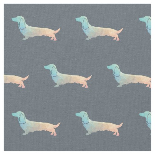 Long Haired Dachshund Geo Dog Silhouette Pastel Fabric
