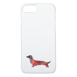 Long Haired Dachshund Geo Silhouette Multi iPhone 8/7 Case
