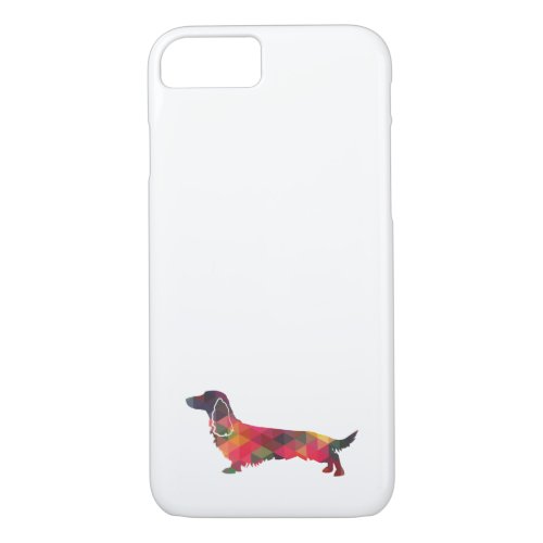 Long Haired Dachshund Geo Silhouette Multi iPhone 87 Case