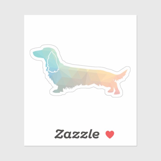 Long Haired Dachshund Geo Silhouette Pastel Sticker (Sheet)