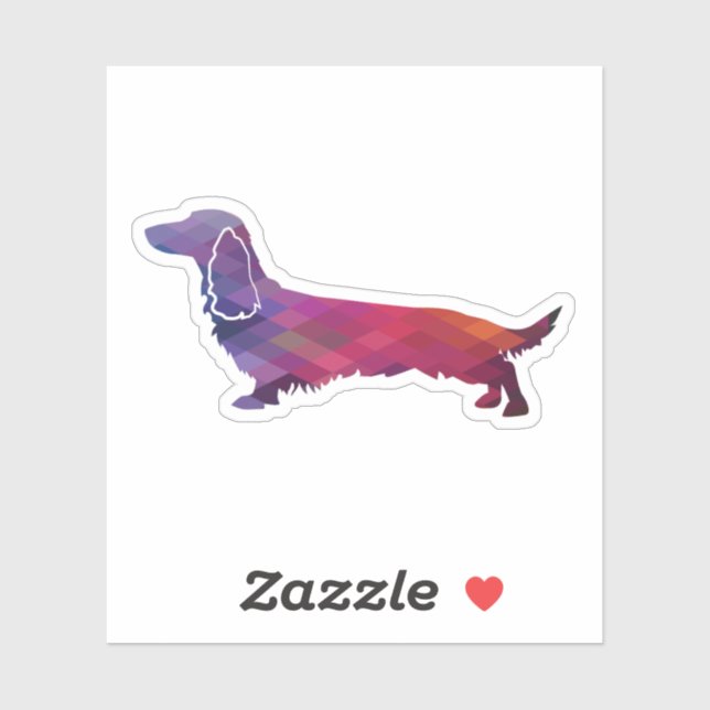 Long Haired Dachshund Geo Silhouette Purple Sticker (Sheet)