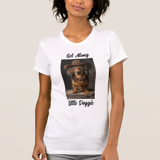  Long Haired Dachshund Get Along Little Doggie T-Shirt (Front)