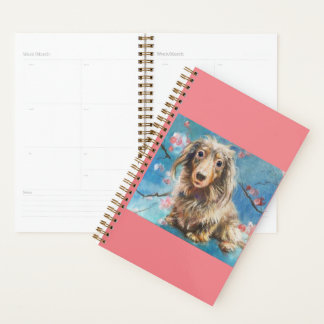 Long-Haired Dachshund in Cherry Blossoms Planner