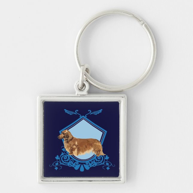 Long-haired Dachshund Keychain (Front)