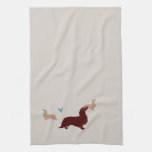 Long-haired Dachshund Kitchen Towel at Zazzle