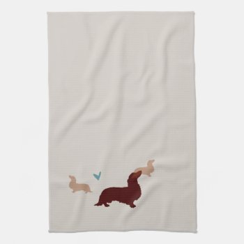Long-haired Dachshund Kitchen Towel by stoneb at Zazzle