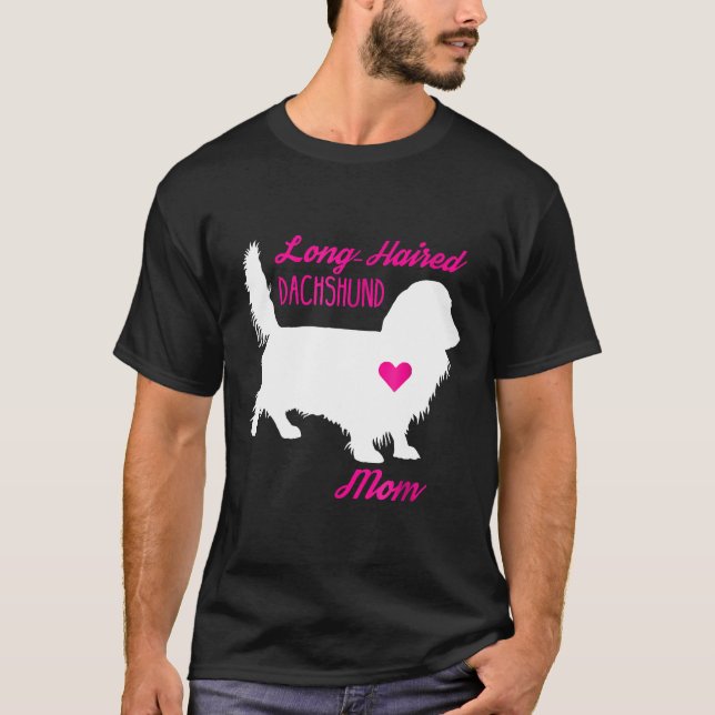 Long Haired Dachshund Mom-Mothers Day Wiener Dog  T-Shirt (Front)