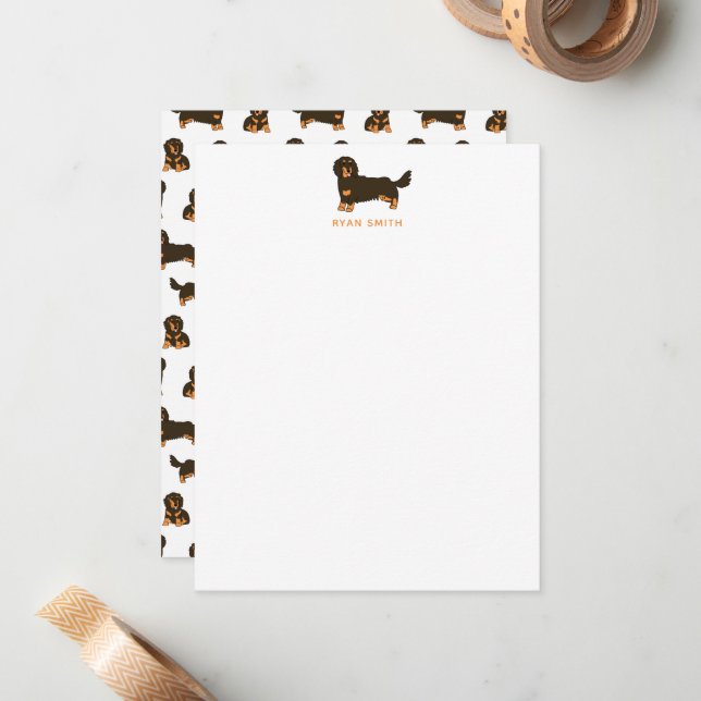 Long-haired Dachshund Note Card (Front/Back In Situ)