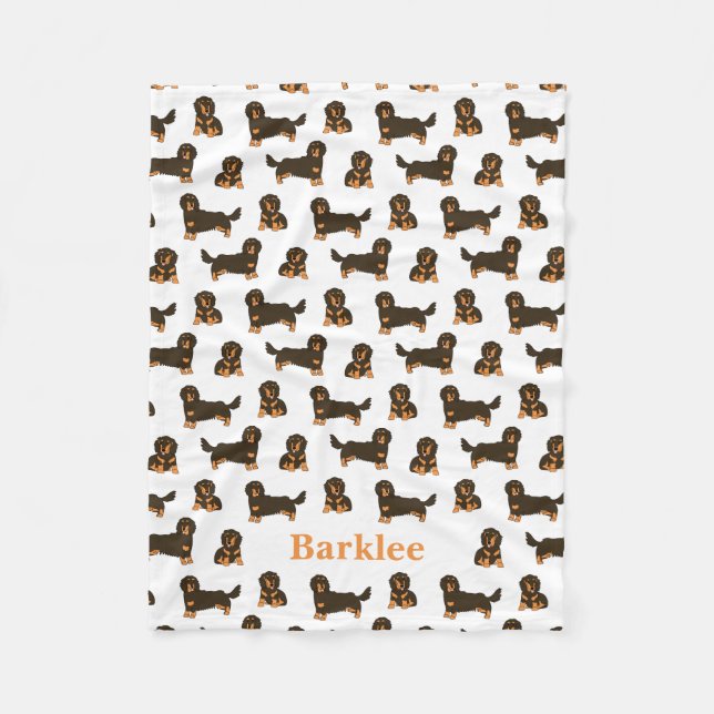 Long-haired Dachshund Personalized Blanket - Dog (Front)