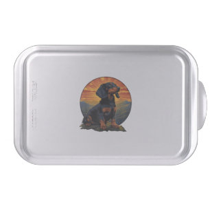 Long Haired Dachshund pet lover retro vintage Cake Pan