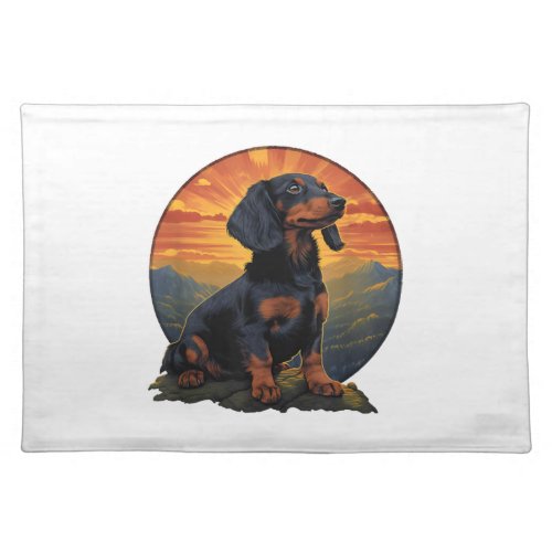 Long Haired Dachshund pet lover retro vintage Cloth Placemat