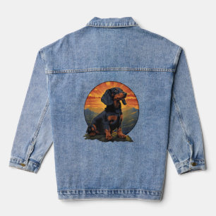 Long Haired Dachshund pet lover retro vintage Denim Jacket