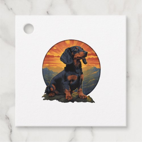 Long Haired Dachshund pet lover retro vintage Favor Tags