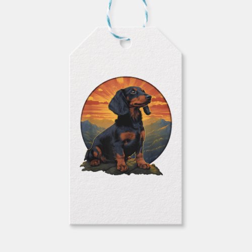 Long Haired Dachshund pet lover retro vintage Gift Tags